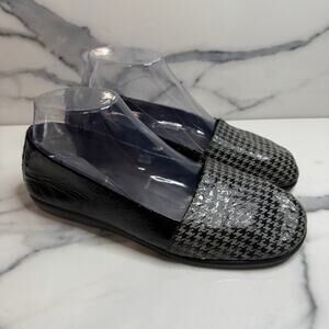 Aerosoles Black Gray Houndstooth Patent Leather Mr. Softee Ballet Flats Sz 8.5